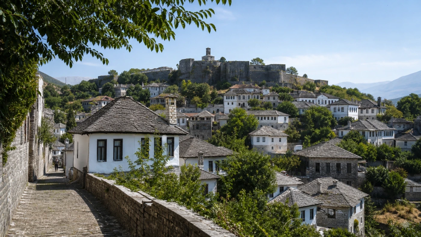 Fotorealistyczna ilustracja podróżnicza: Gjirokastra - co warto zwiedzić?