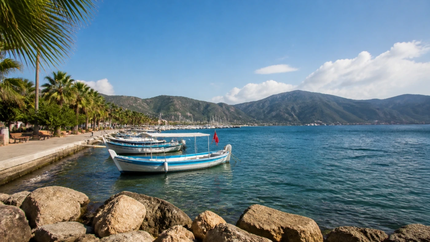 Fotorealistyczna ilustracja podróżnicza: Wakacje na styku dwóch mórz? Marmaris w Turcji
