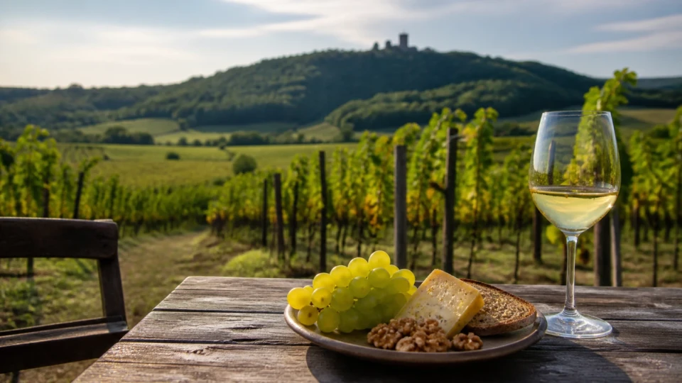 Fotorealistyczna ilustracja podróżnicza: Lubuskie – wino i przyroda