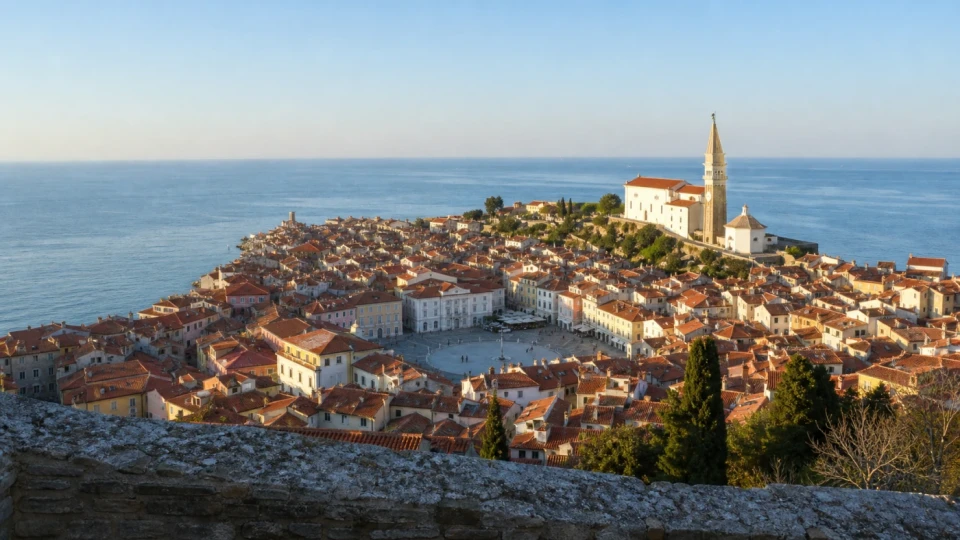 Fotorealistyczna ilustracja podróżnicza: Piran, słoweński Dubrownik