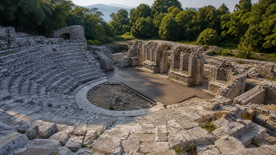 Fotorealistyczna ilustracja podróżnicza: Starożytny Butrint