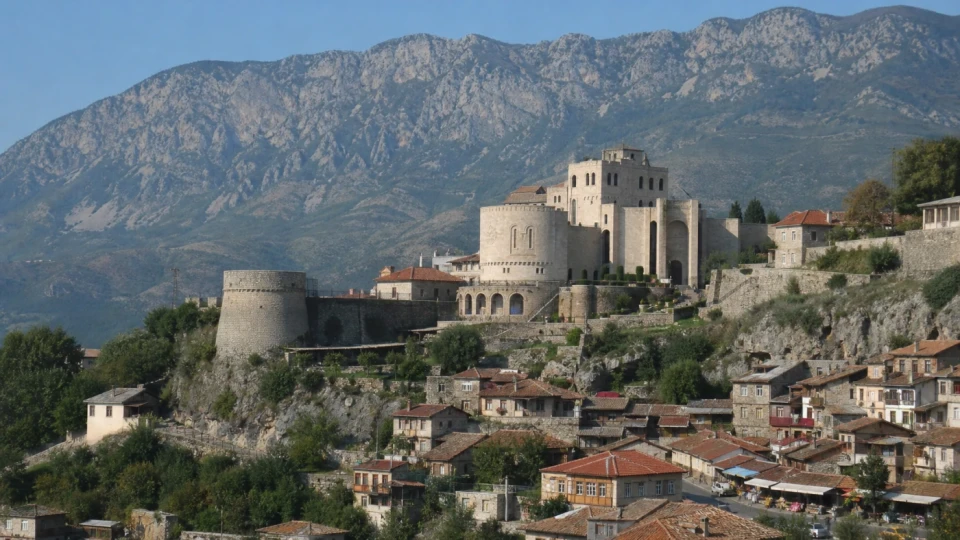 Fotorealistyczna ilustracja podróżnicza: Kruja i Muzeum Skanderbega