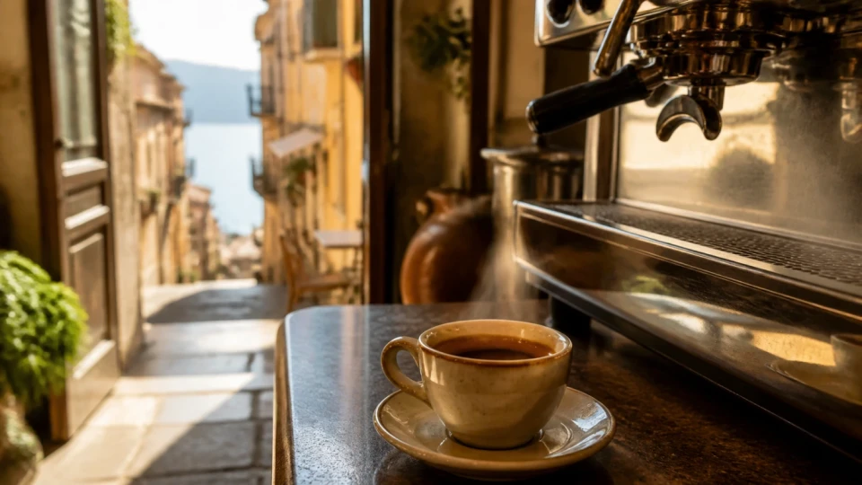Fotorealistyczna ilustracja podróżnicza: Espresso life style