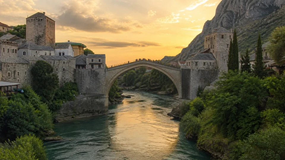 Fotorealistyczna ilustracja podróżnicza: Mostar – perła Bośni i Hercegowiny