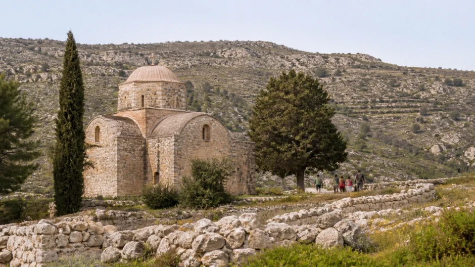 Fotorealistyczna ilustracja podróżnicza: Zabytki sakralne Cypru